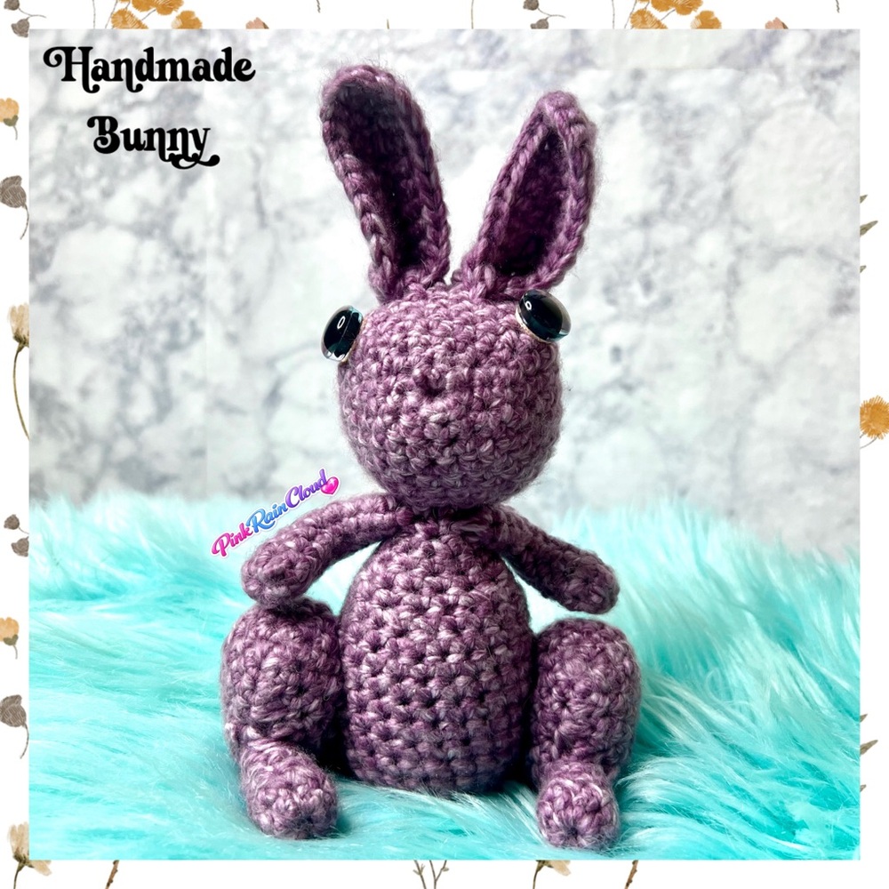 Handmade Purple Bunny Plush Crochet Toy Decor Acyclic & WOOL Blend PinkRainCloud - Picture 2 of 10